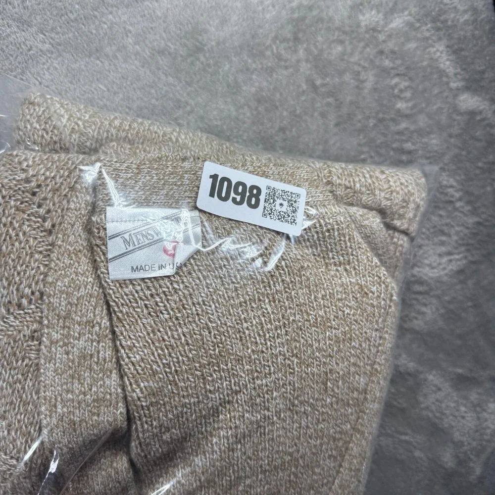 Vintage 90s Menswear Tan Textured Button Cardigan Sweater XL Made in UK